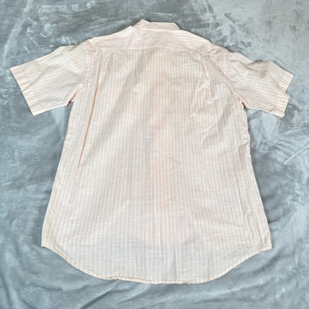 Vintage Maus & Hoffman Cotton Striped Button Shirt Mens Medium Pink 80s - Picture 8 of 11